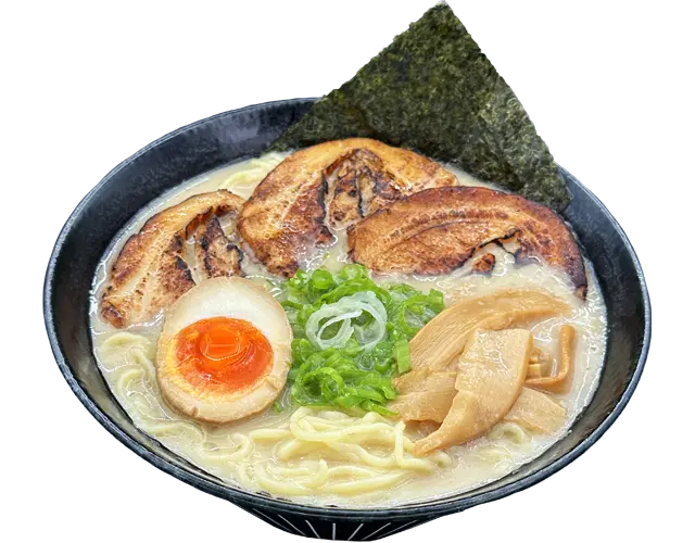 Tonkotsu ramen with pork chashu, soft-boiled egg, and green onions